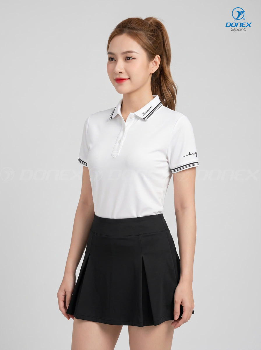 Áo thể thao nữ AC-3856 Trắng phối đen